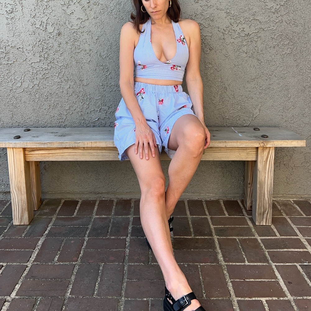 Cute handmade LA brand Cartouche Blue Floral Two-Piece Set